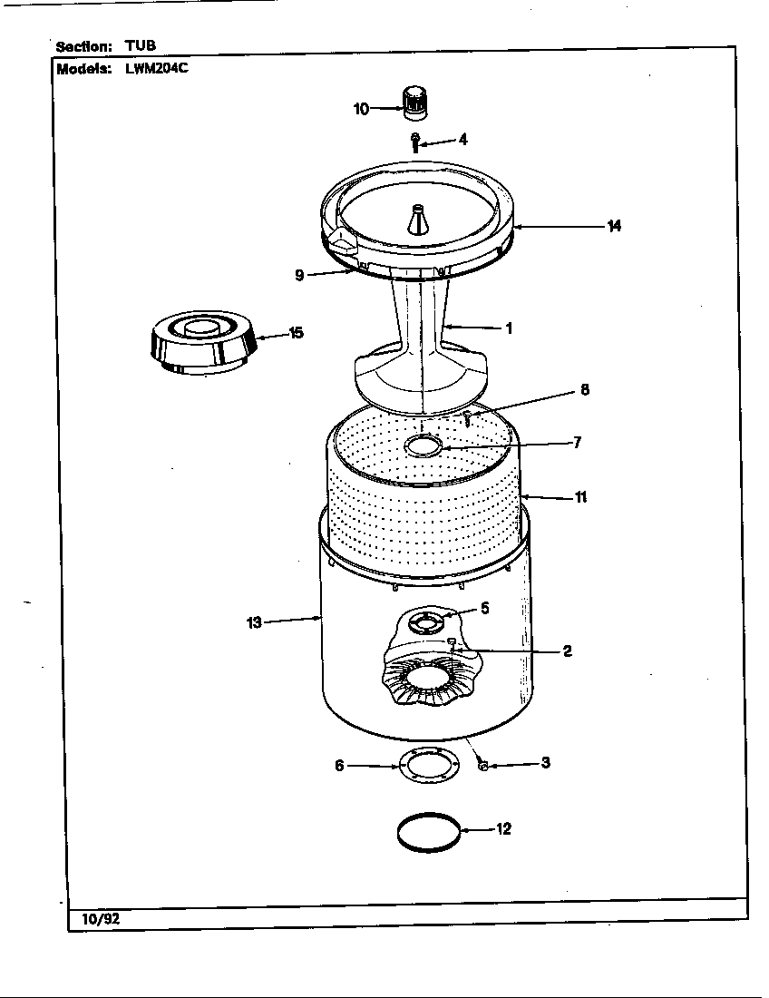 Norge LWM204HC tub diagram