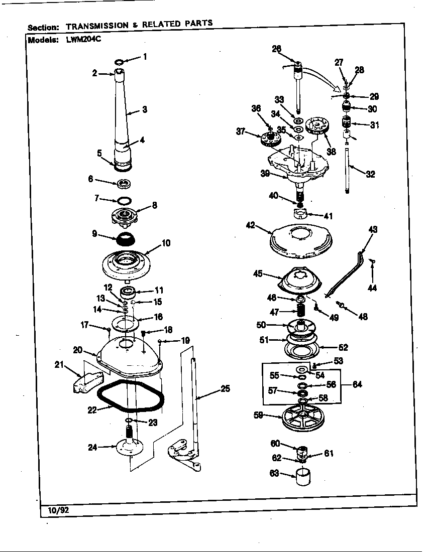 Norge LWM204HC transmission & related parts diagram