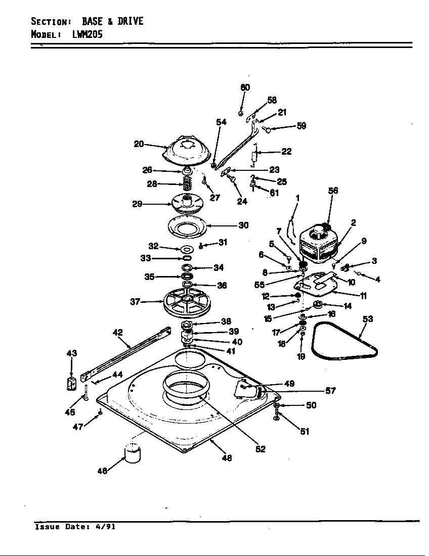 Norge LWM205W base & drive (wht) (lwm205w) diagram