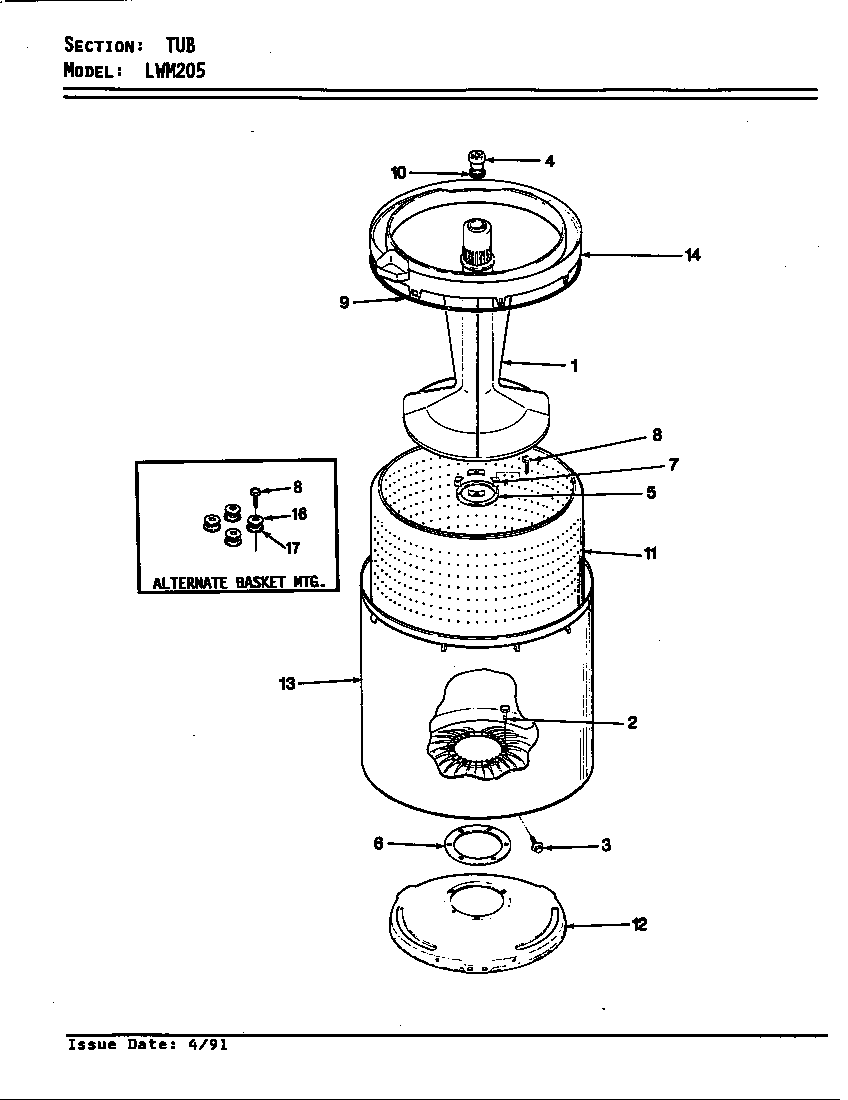 Norge LWM205W tub (wht) (lwm205w) diagram
