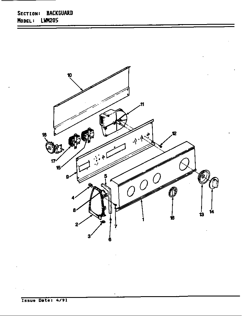 Norge LWM205W control panel (wht) (lwm205w) diagram