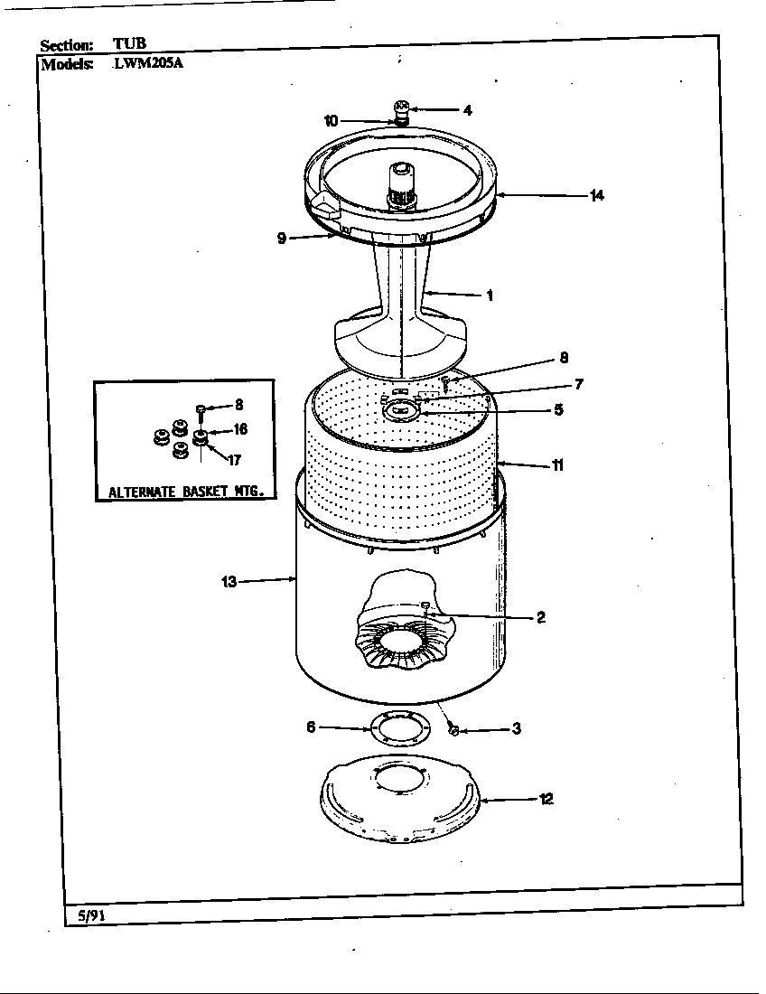 Norge LWM205W tub (alm) (lwm205a) diagram