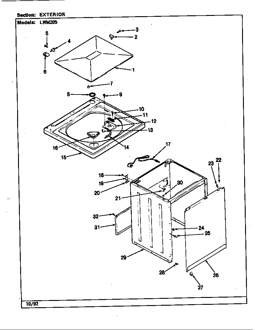 Norge LWM205W exterior (rev. a-e) (lwm205w) diagram