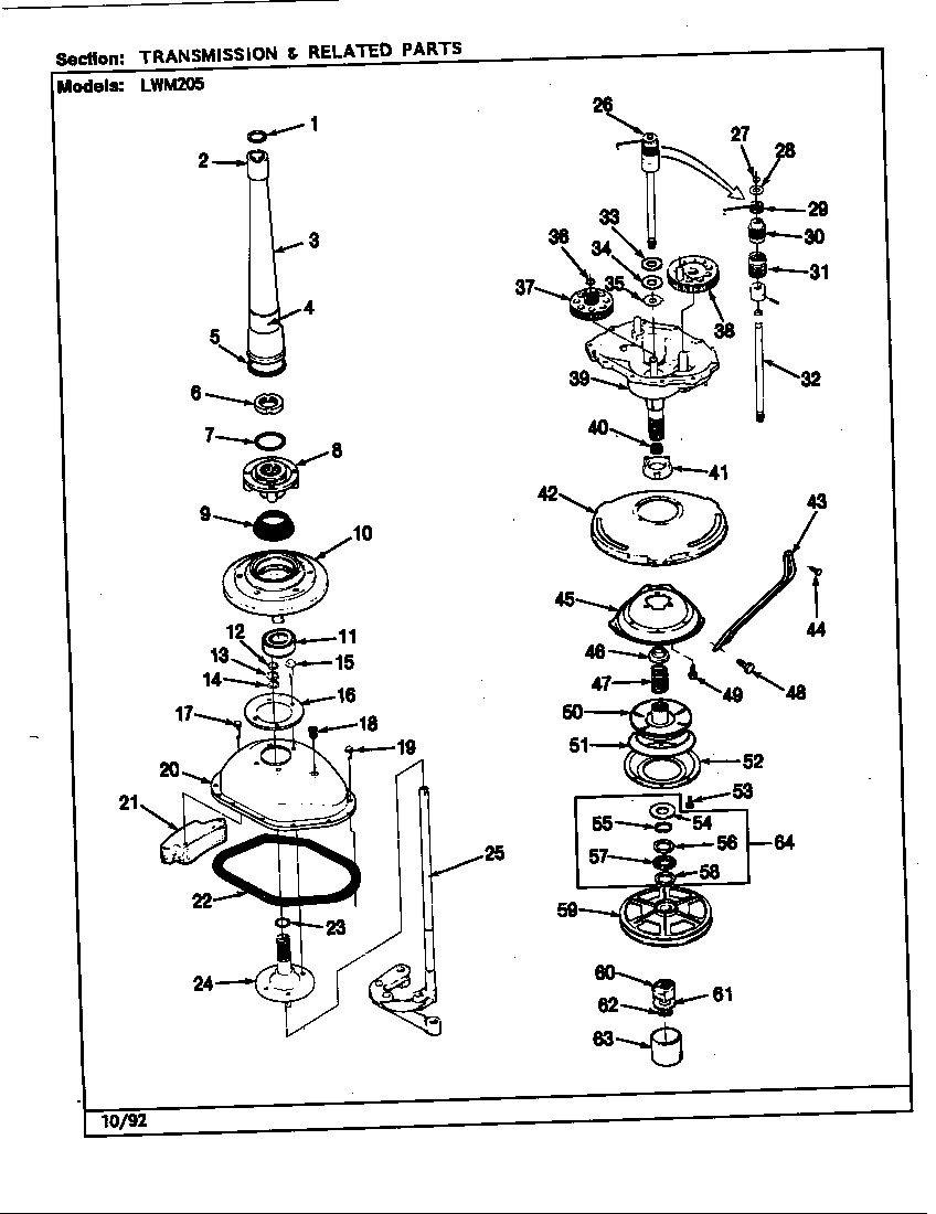 Norge LWM205W transmission & related parts (rev. a-e) (lwm205w) diagram