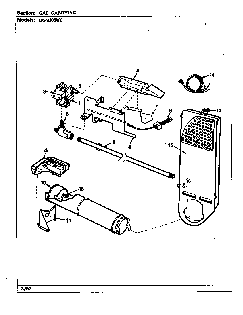 Norge DGM205AC gas carrying (rev. a)(wht) (dgm205wc) diagram