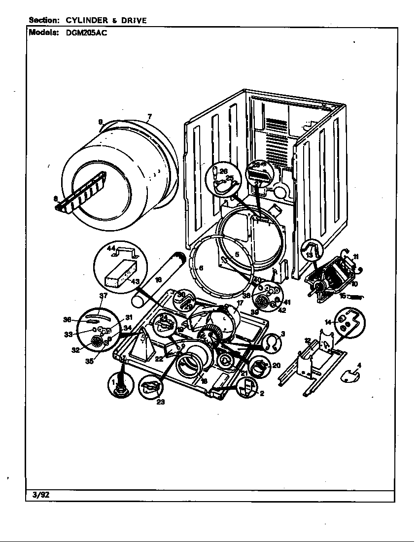 Norge DGM205AC cylinder & drive (alm) (rev. a) (dgm205ac) diagram