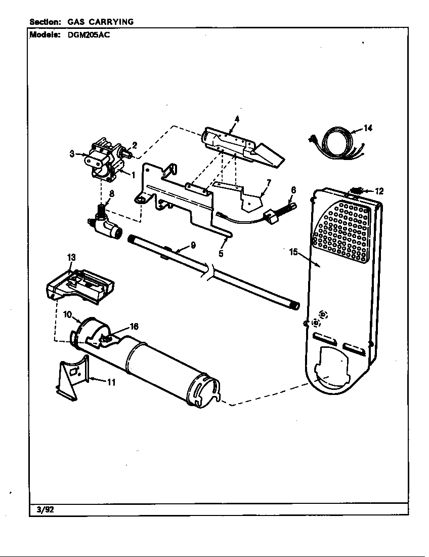 Norge DGM205AC gas carrying (rev. a)(alm) (dgm205ac) diagram