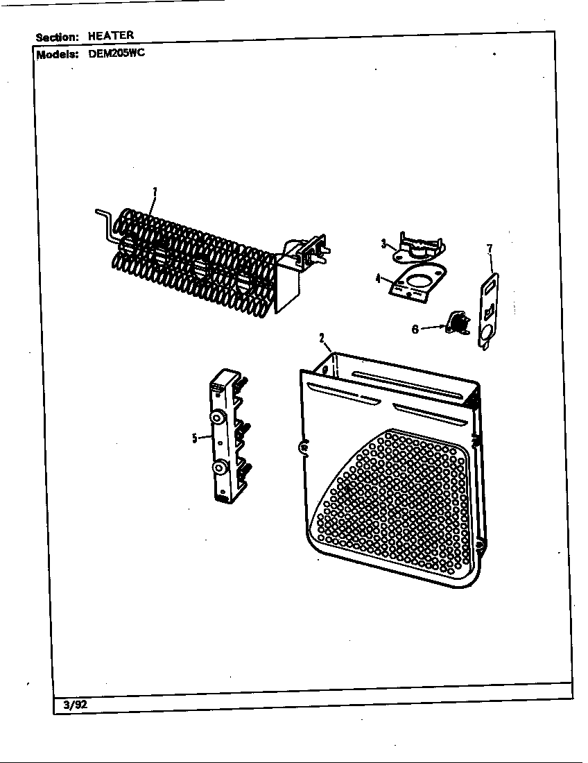 Norge DEM205AC heater (rev. a-b)(wht) (dem205wc) diagram