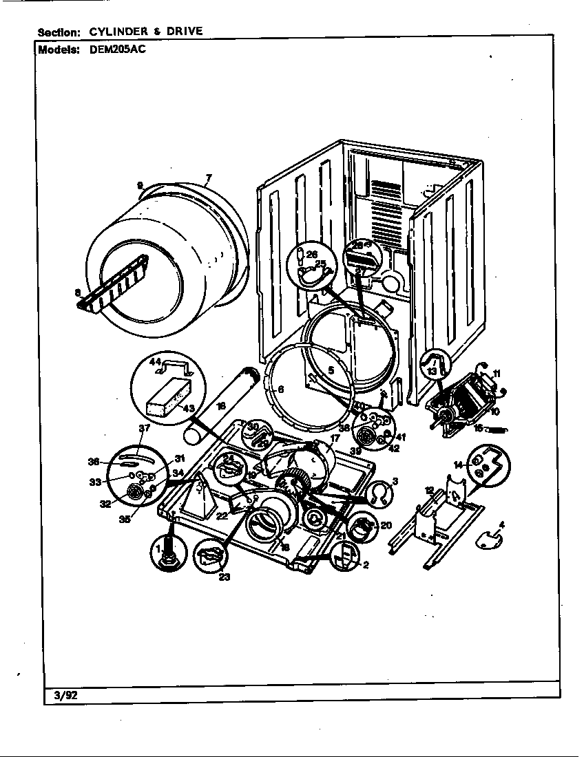 Norge DEM205AC cylinder & drive (alm) (rev. a-b) (dem205ac) diagram