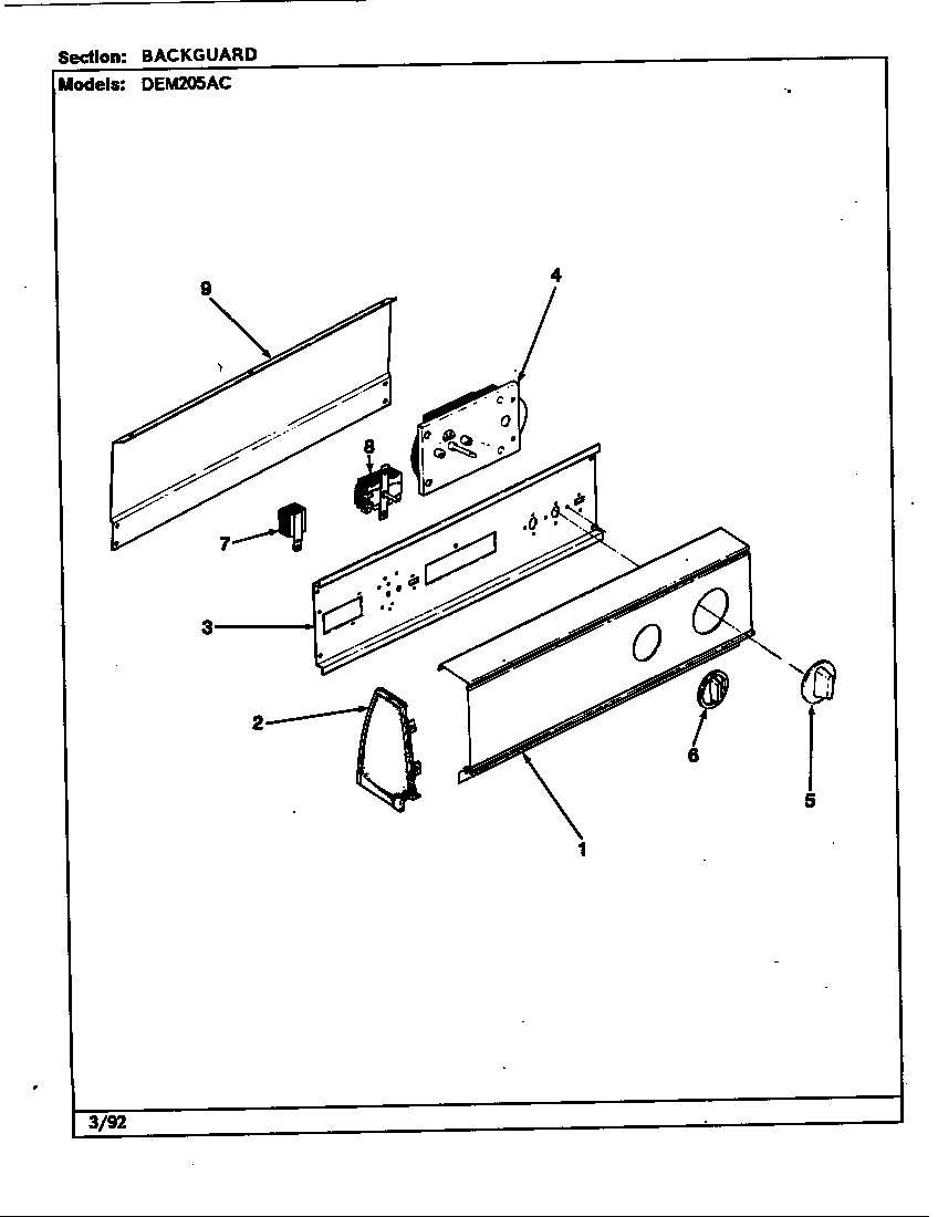 Norge DEM205AC control panel (rev. a-b)(alm) (dem205ac) diagram