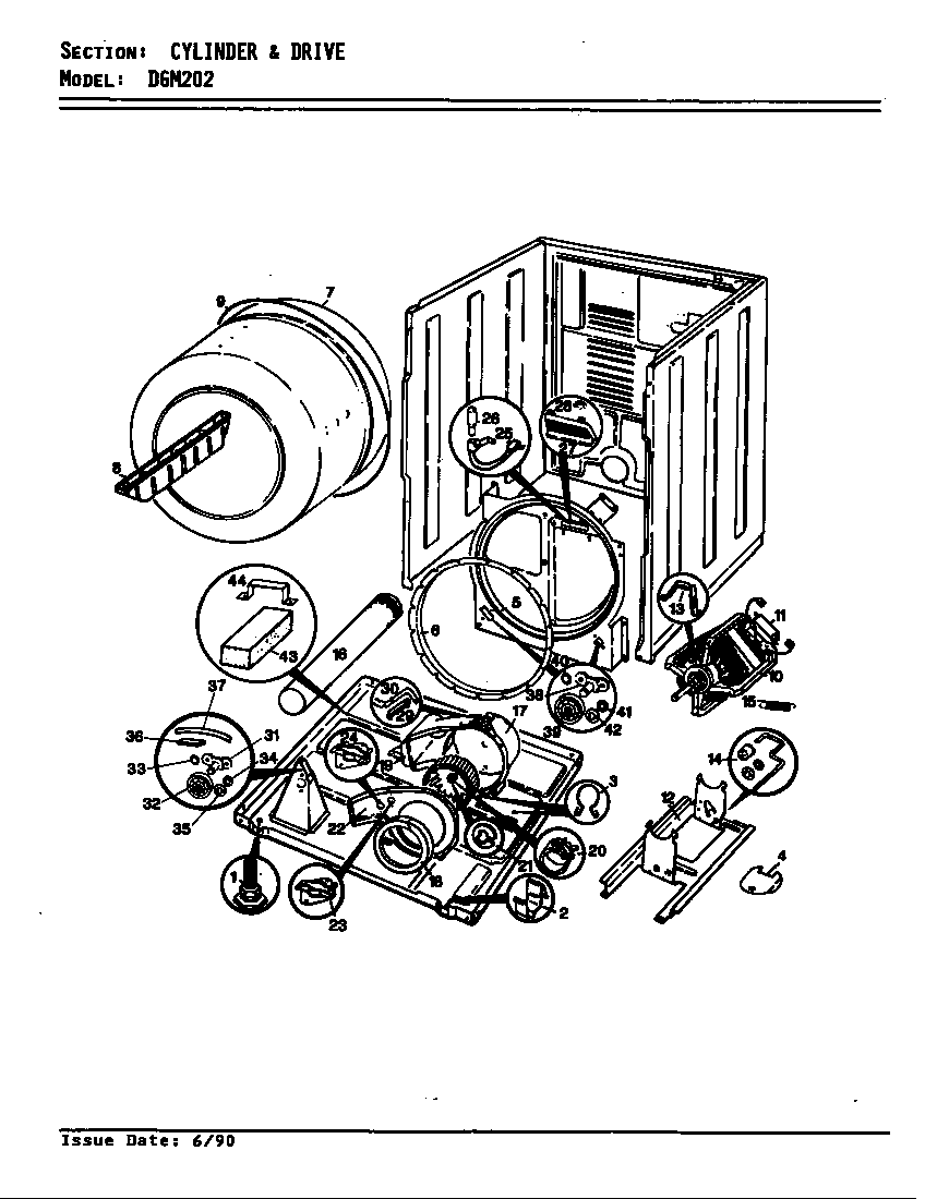 Norge DGM202A cylinder & drive (rev.a-d) diagram