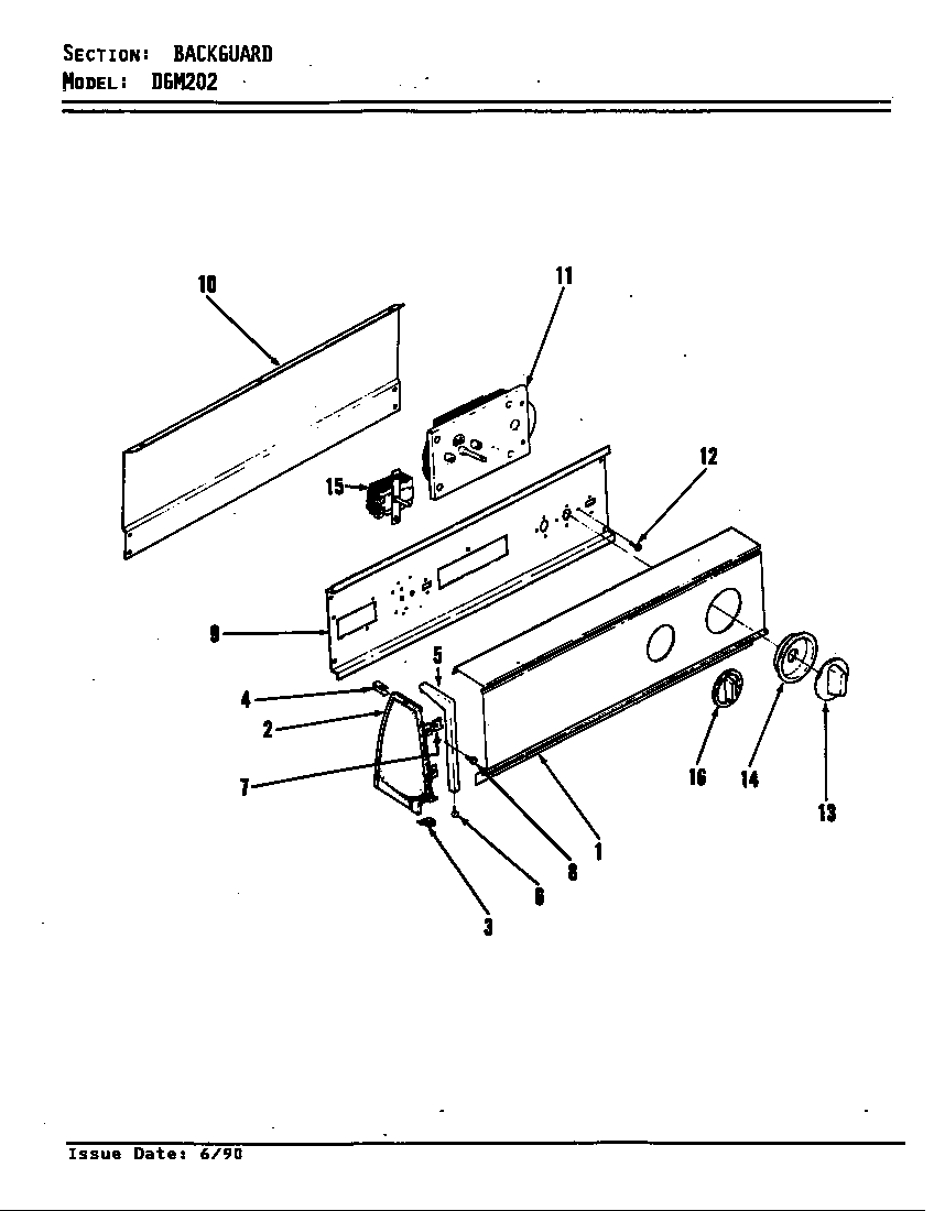 Norge DGM202A control panel (rev. a-d) diagram