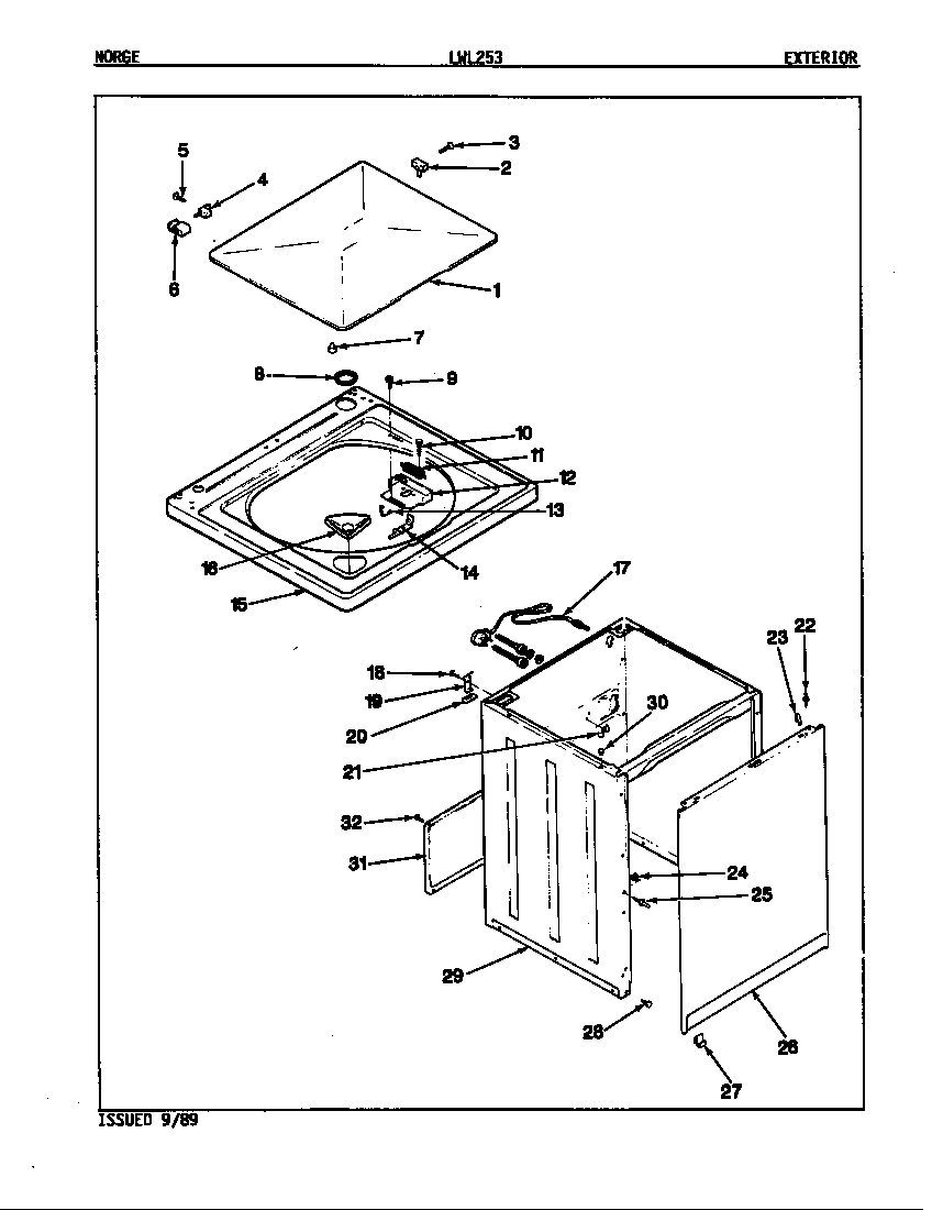 Norge LWL253A exterior (orig. rev. a-d) diagram