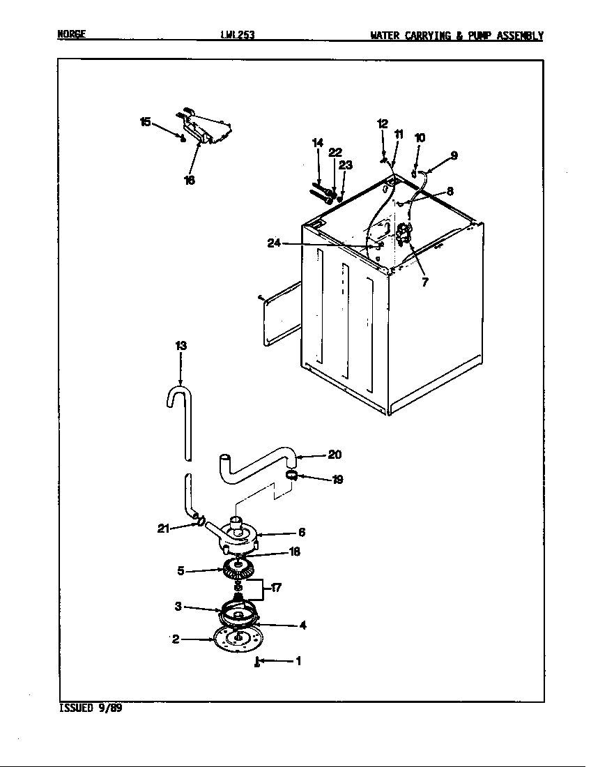 Norge LWL253A water carrying & pump (orig. rev. a-d) diagram