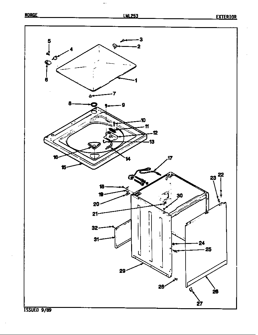 Norge LWL253A exterior (rev. e-f) diagram