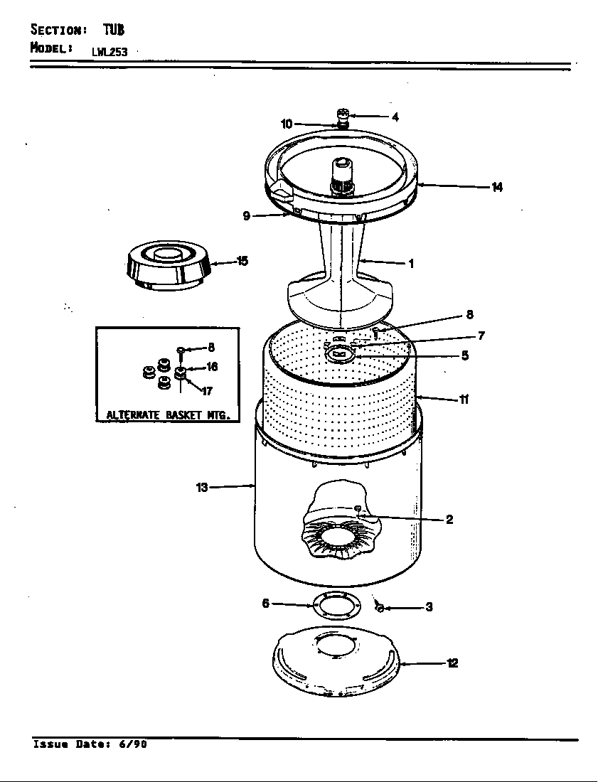 Norge LWL253A tub (rev. e-f) diagram