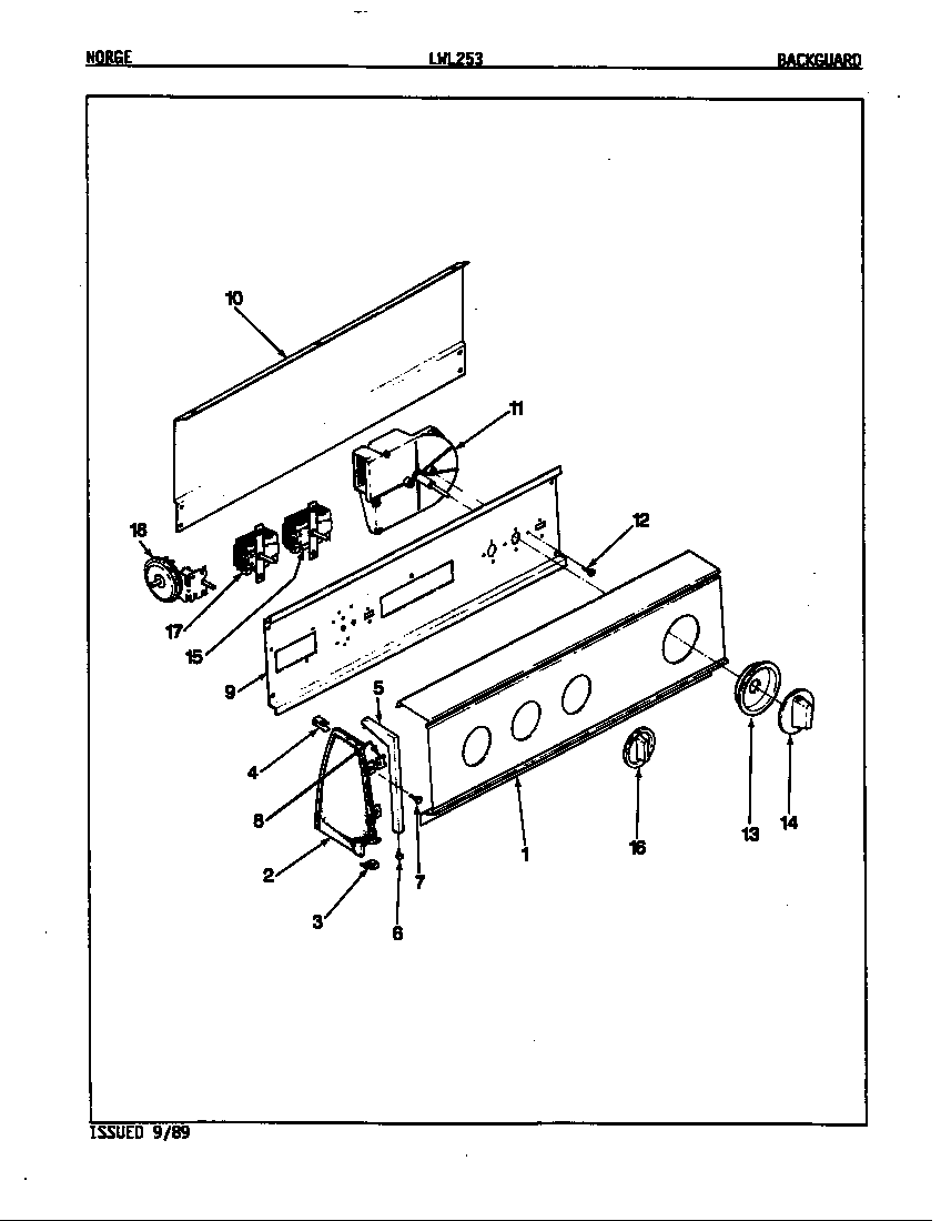 Norge LWL253A control panel (rev. e-f) diagram
