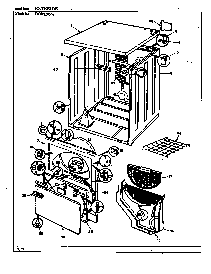 Norge DGM205A exterior (wht) (dgm205w) diagram