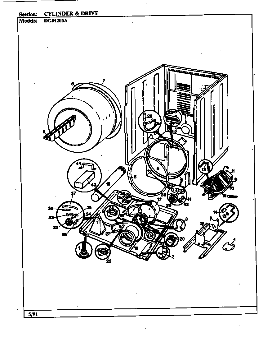Norge DGM205A cylinder & drive (alm)(rev. a-d) (dgm205a) diagram