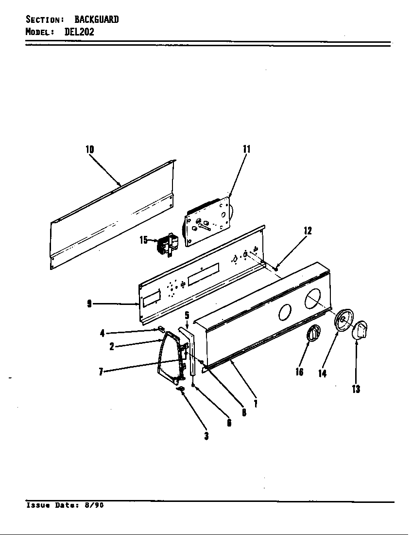 Norge DEL202H control panel (rev. a-c) diagram