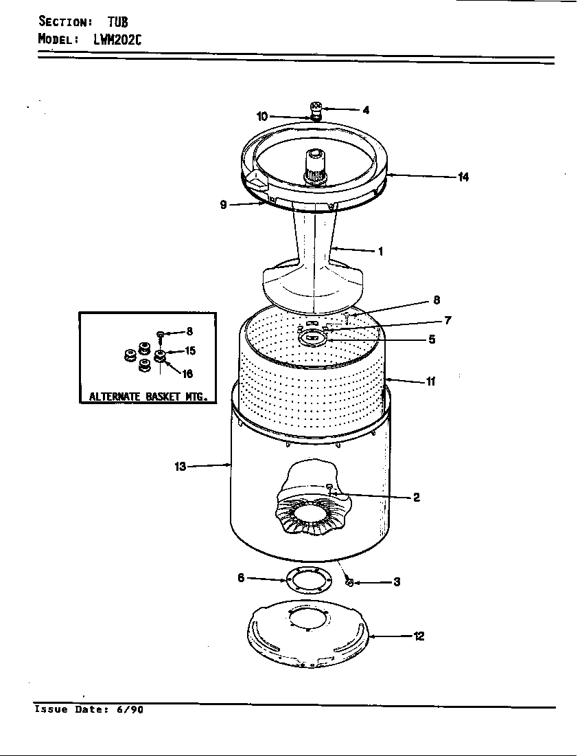 Norge LWM202HC tub (rev. a-d) diagram