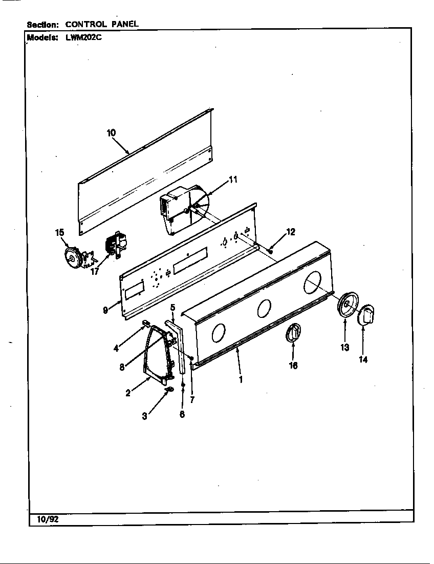 Norge LWM202HC control panel (rev. e-j) diagram
