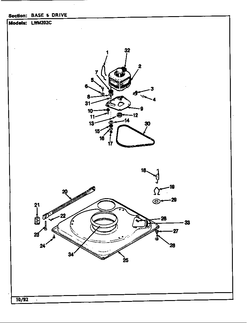 Norge LWM202HC base & drive (rev. k) diagram