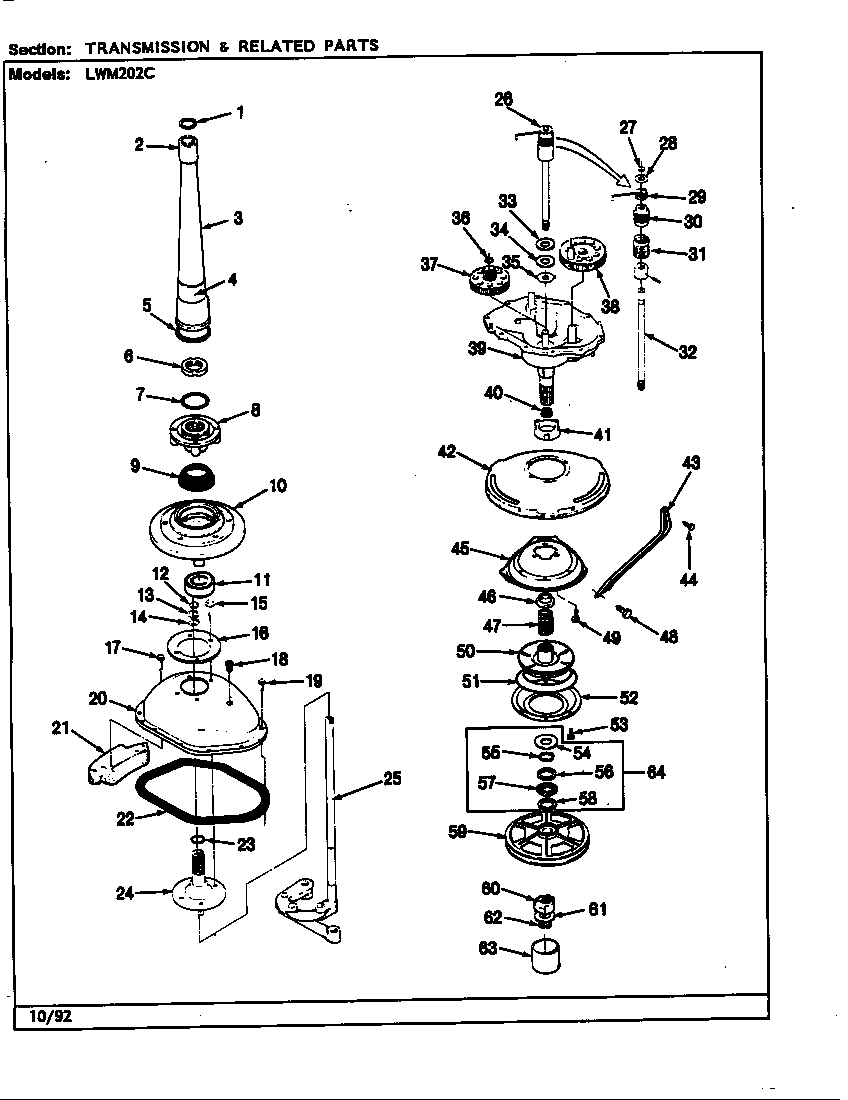 Norge LWM202HC transmission & related parts (rev. k) diagram
