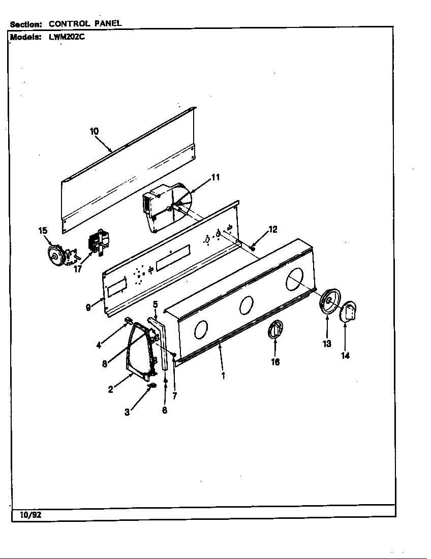 Norge LWM202HC control panel (rev. k) diagram