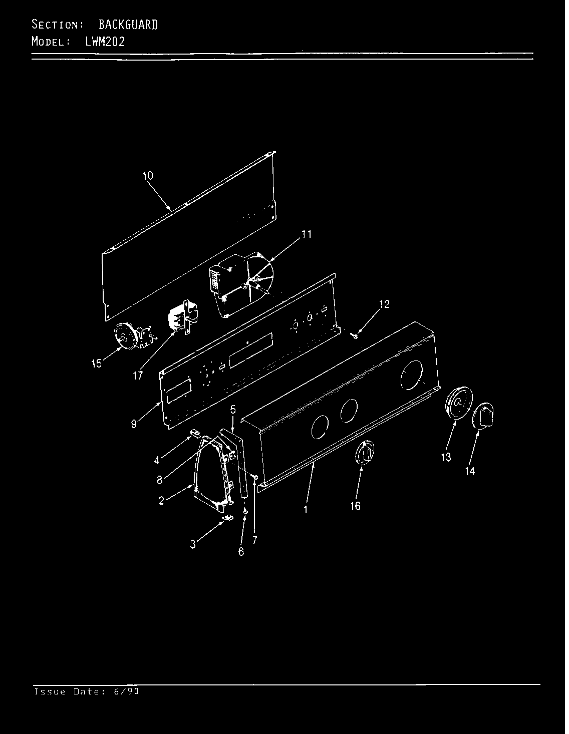 Norge LWM202H control panel (rev. a-d) diagram