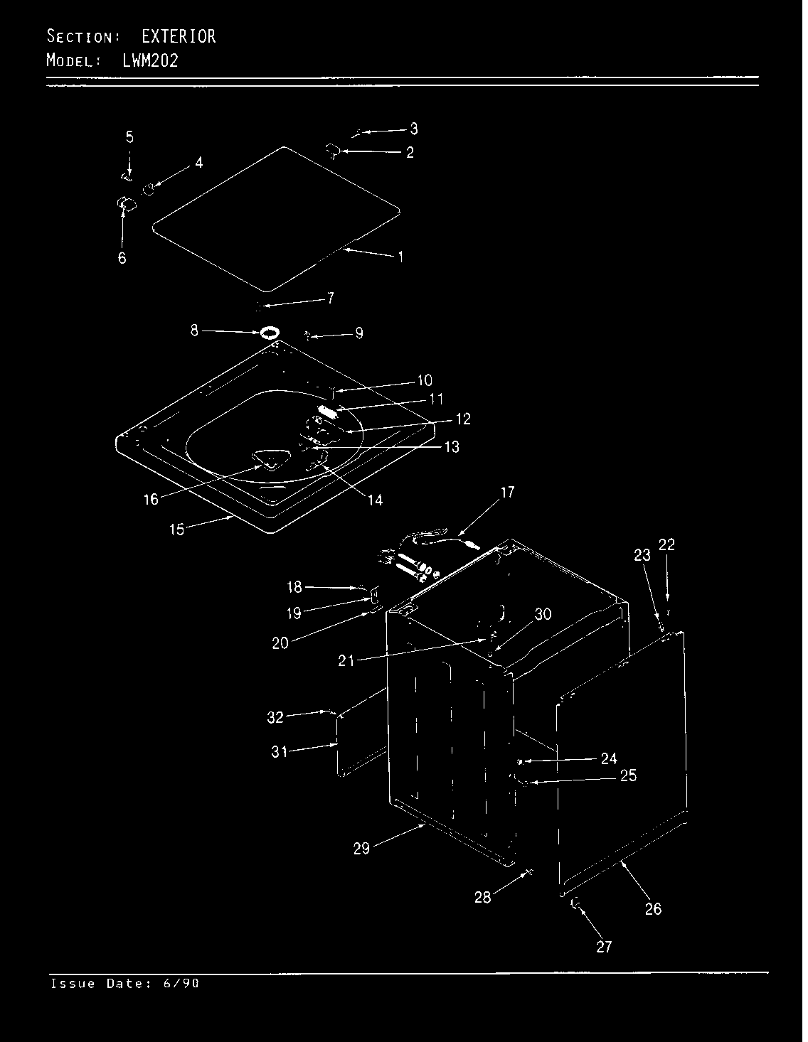 Norge LWM202H exterior (rev. a-d) diagram