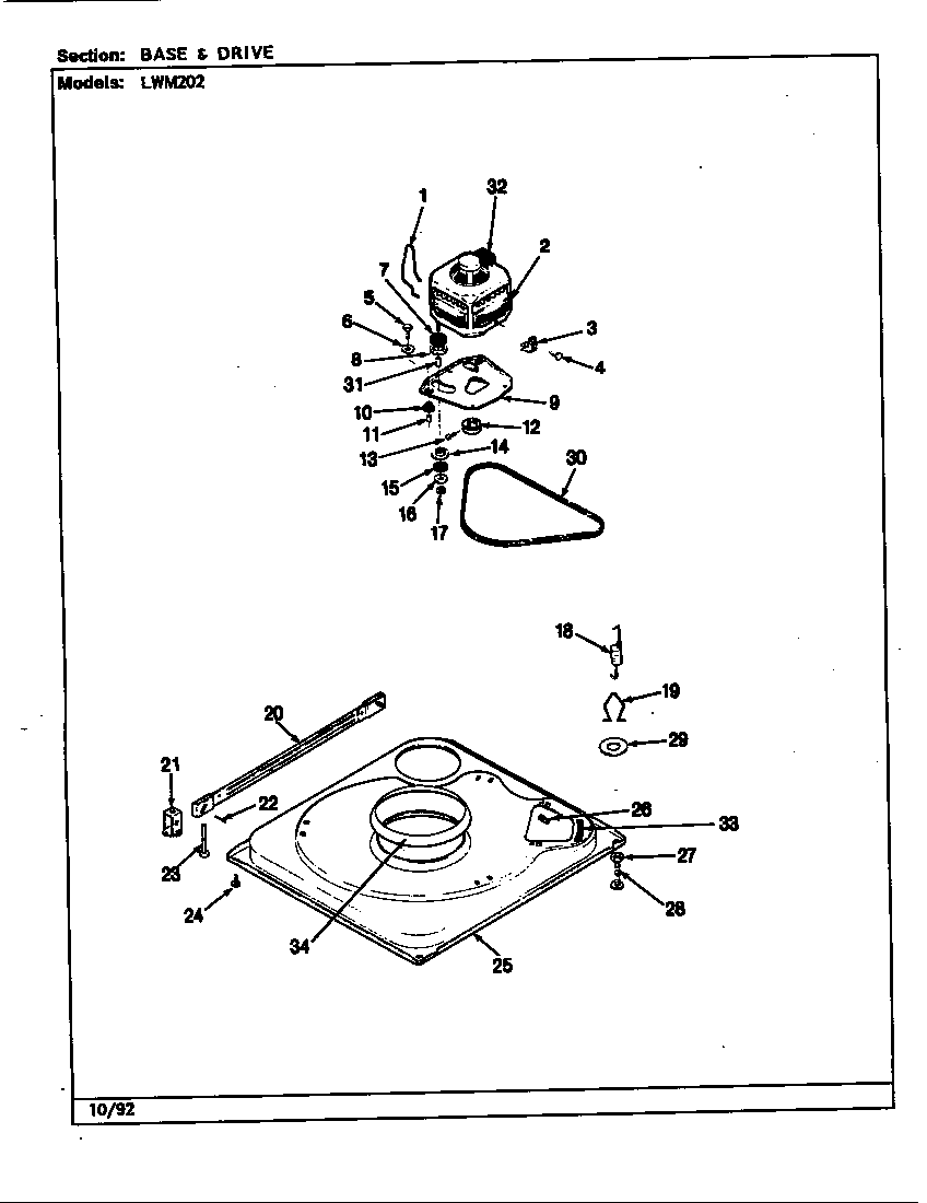 Norge LWM202H base & drive (rev. h-m) diagram