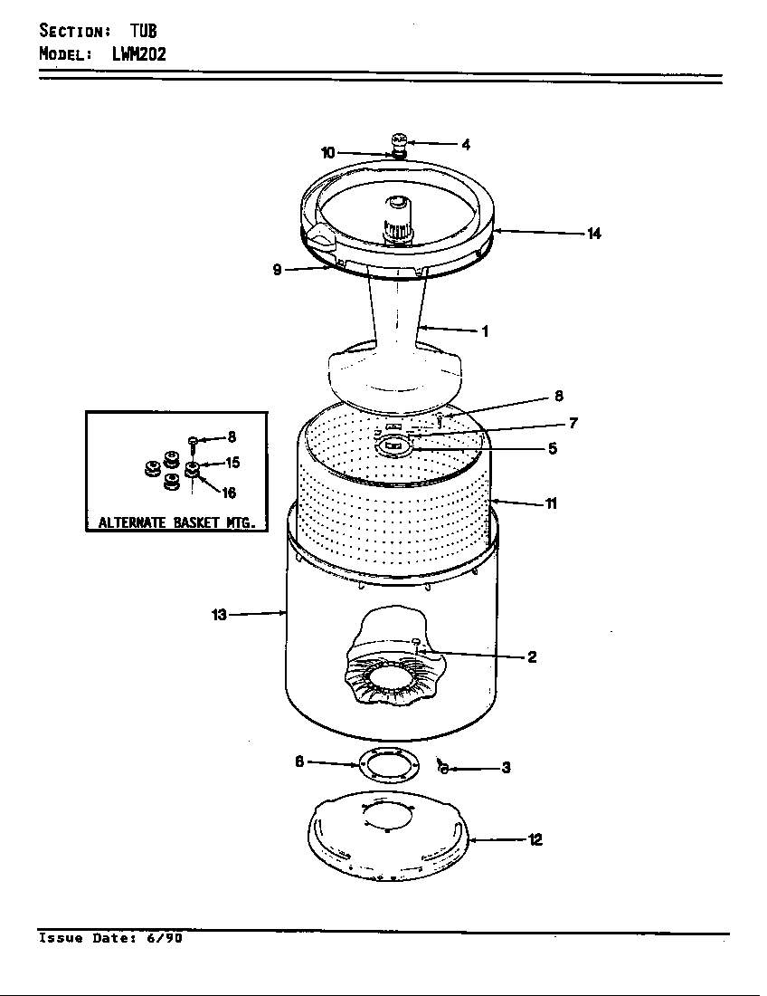 Norge LWM202H tub (rev. e-g) diagram