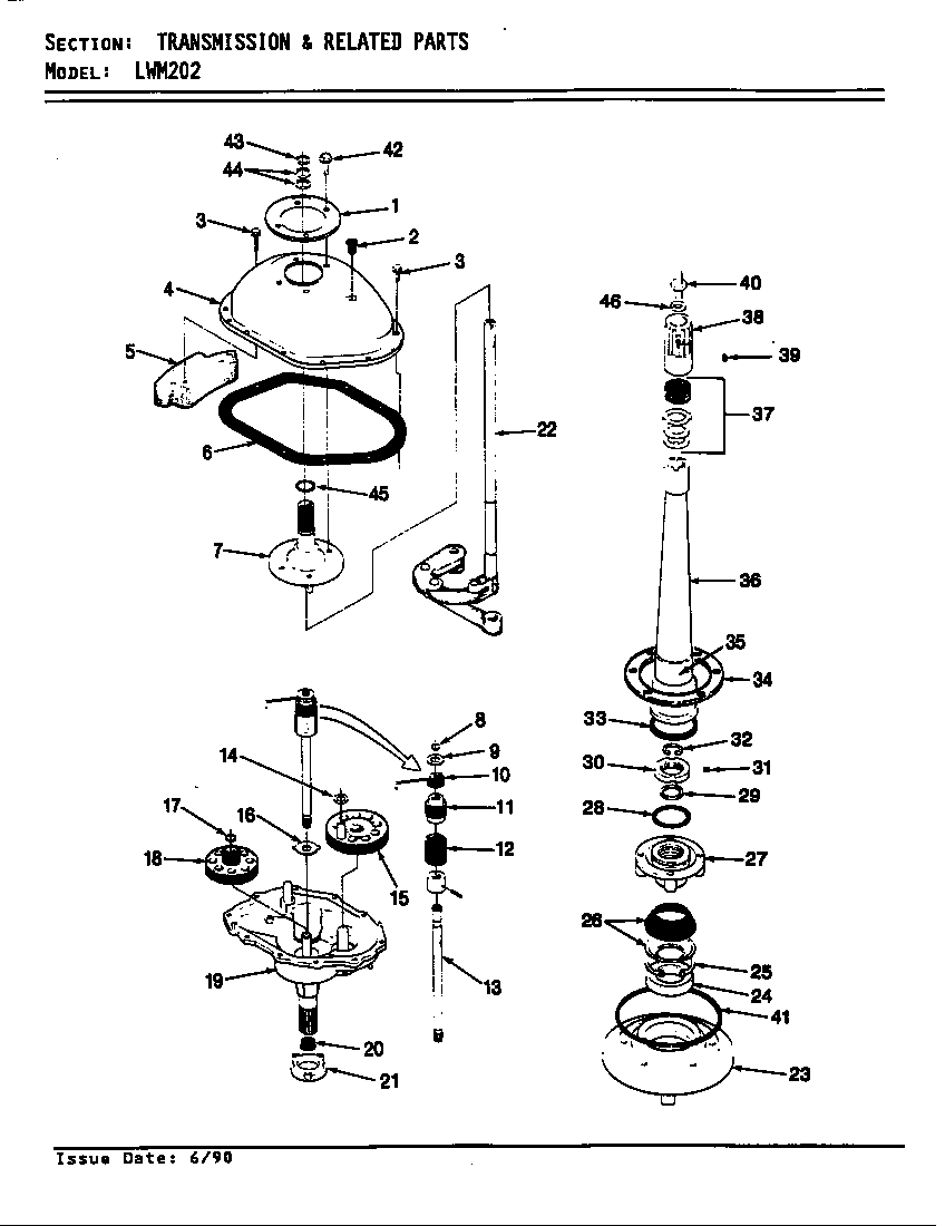 Norge LWM202H transmission & related parts (rev. e-g) diagram
