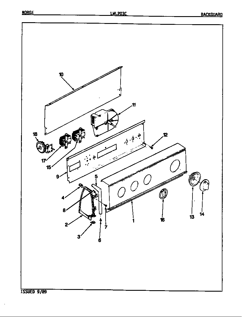 Norge LWL203WC control panel (rev. e-h) diagram