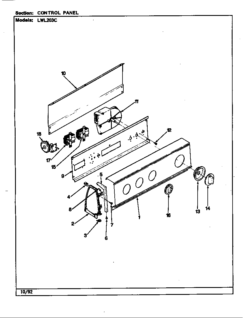 Norge LWL203WC control panel (rev. j-n) diagram