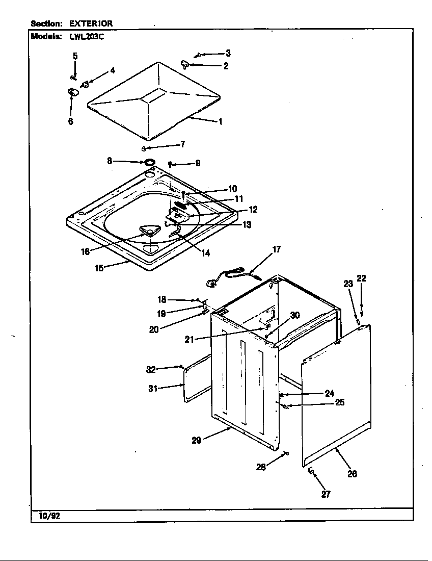 Norge LWL203WC exterior (rev. j-n) diagram