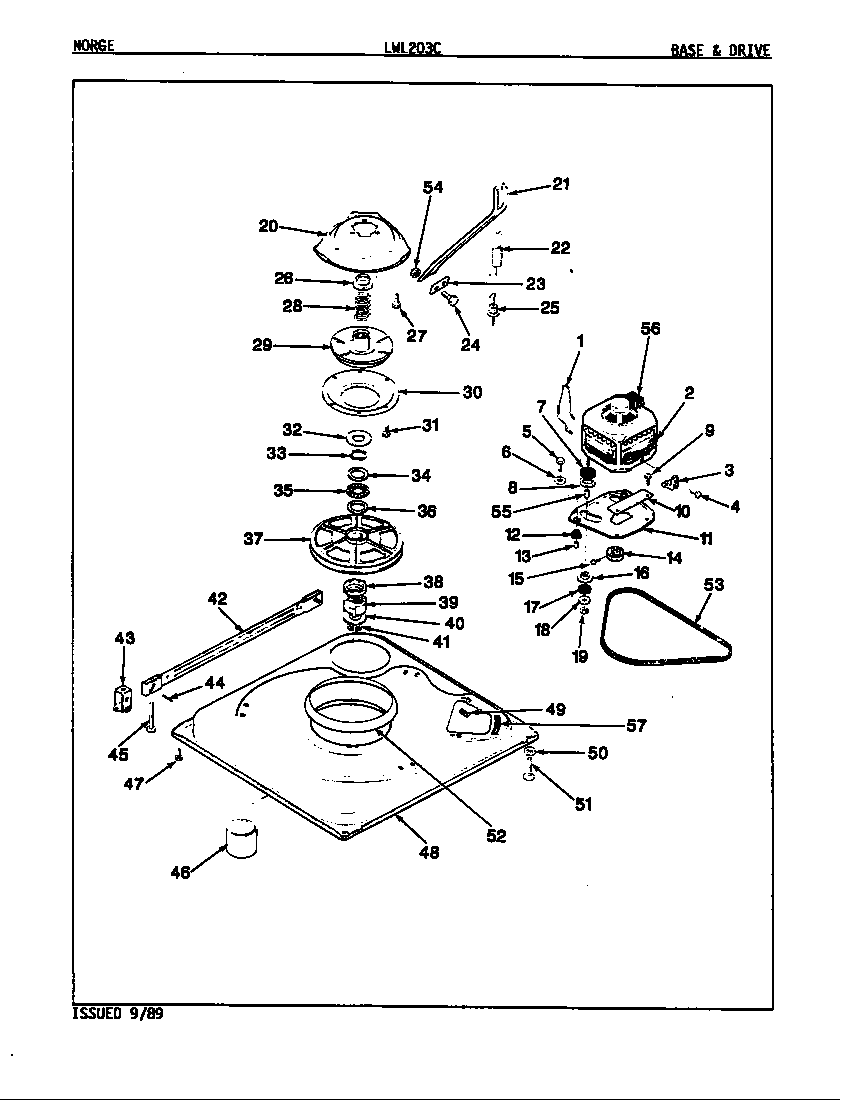 Norge LWL203WC base & drive (rev. e-h) diagram