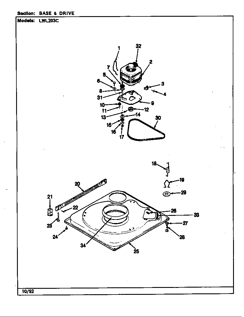 Norge LWL203WC base & drive (rev. j-n) diagram