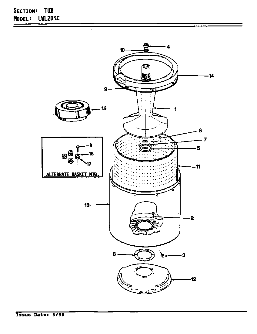 Norge LWL203WC tub (rev. e-h) diagram