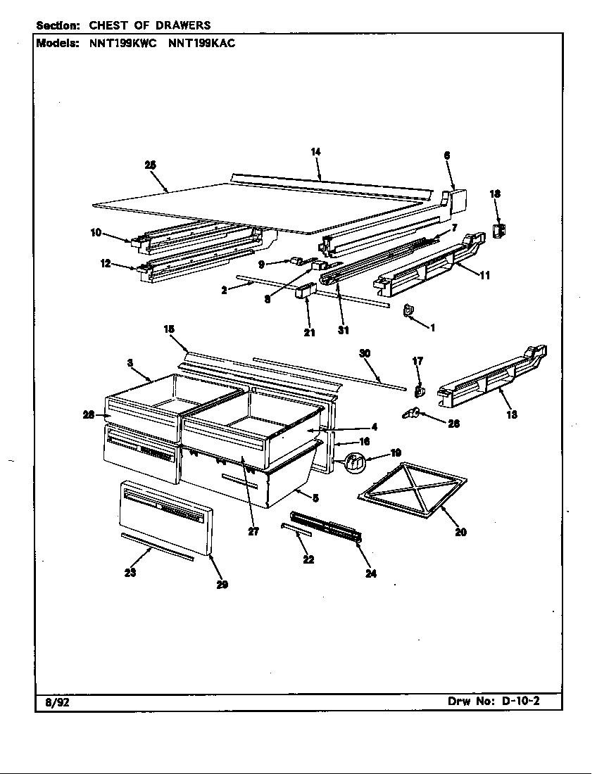 Norge NNT199KAC/CC68A chest of drawers (nnt199kac/cc69a) (nnt199kwc/cc68a) diagram