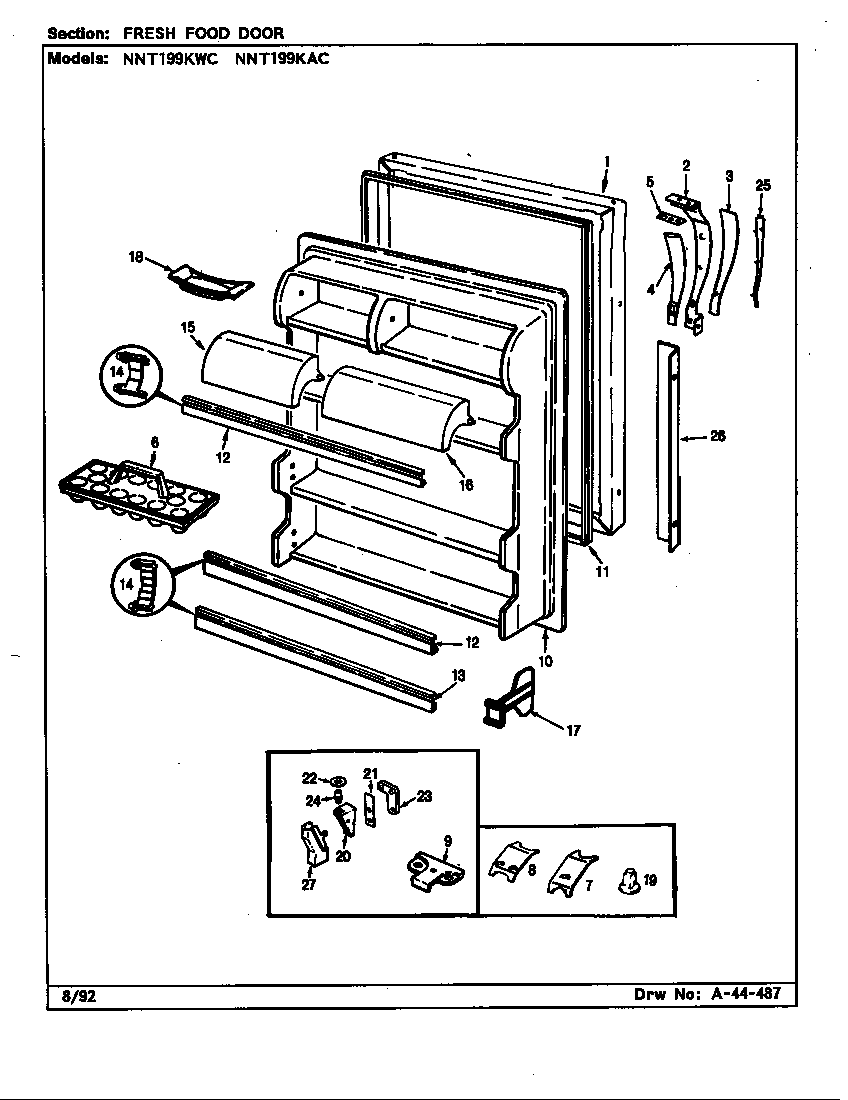 Norge NNT199KAC/CC68A fresh food door diagram