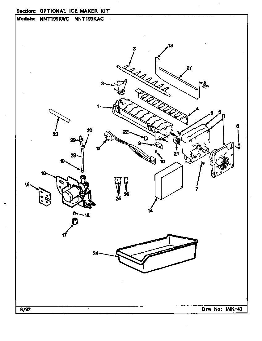 Norge NNT199KAC/CC68A optional ice maker kit (nnt199kac/cc69a) (nnt199kwc/cc68a) diagram