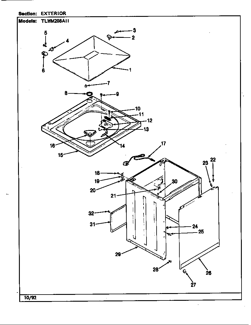 Norge TLWM208IIW exterior (rev. f-k) diagram