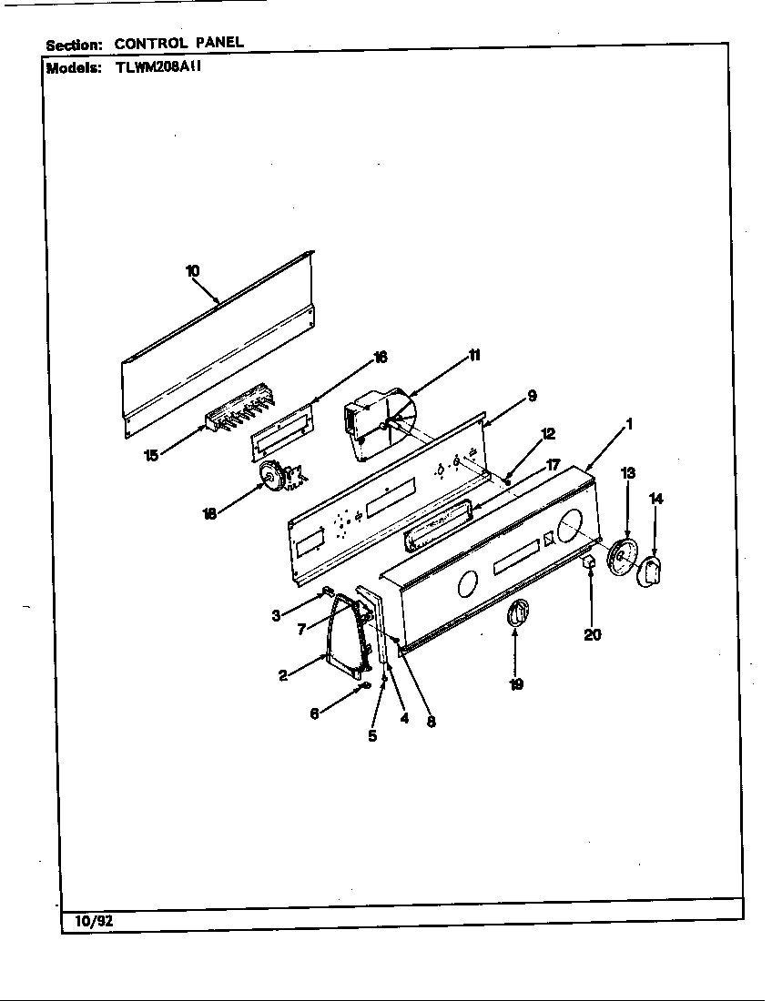 Norge TLWM208IIW control panel (rev. f-k) diagram