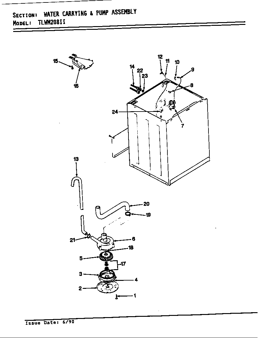 Norge TLWM208IIW water carrying & pump assy. (rev. e) diagram