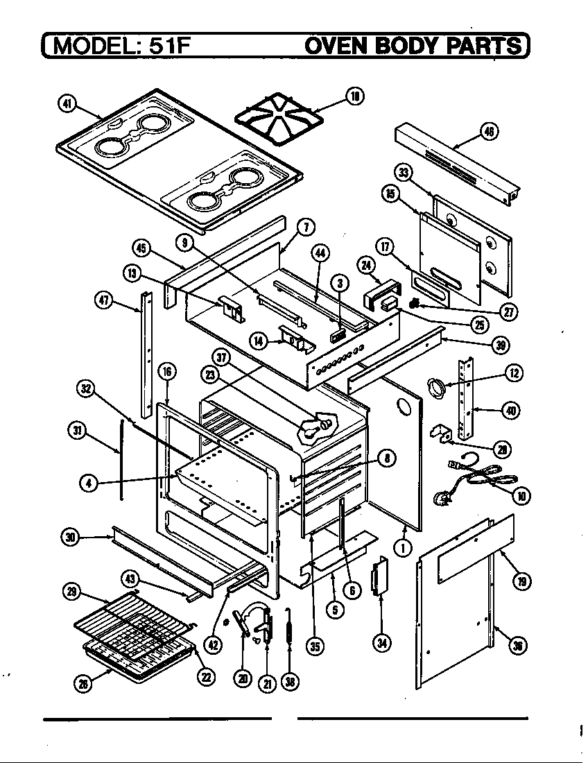 Magic Chef 51FN-2KX-ON body diagram