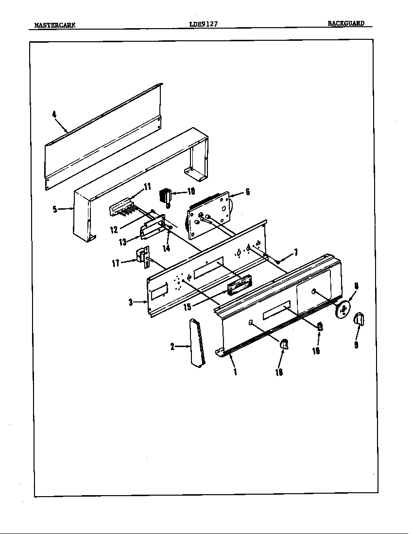 Norge LDE9127H control panel diagram