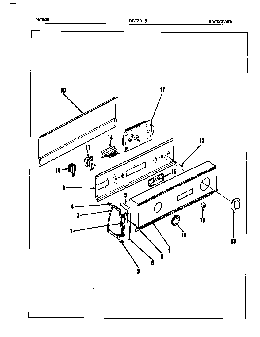 Norge DEJ208A control panel (rev. a-c) diagram