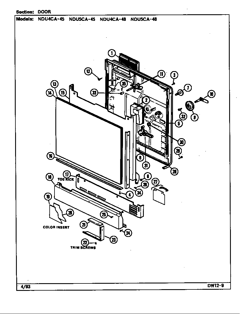 Norge NDU5CA-45 door diagram